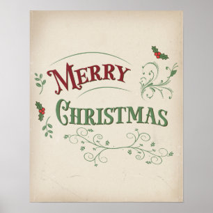 Poster Typographie vintage de Noël joyeux