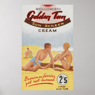 Poster Typographie vintage de plage de publicité de