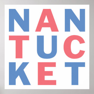 Poster typographique rouge nantucket et bleu #2
