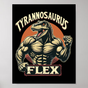 Poster Tyrannosaure culturiste drôle Flex Gym T-rex Din