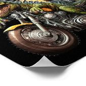 Poster Tyrannosaurus Rex Dinosaur Monter une moto (Coin)