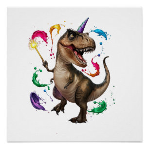 Poster Tyrannosaurus Rex dinosaure avec une corne de lico