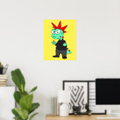 Poster Tyrannosaurus Rex Habillé Comme Un Punk. (Bureau à domicile)