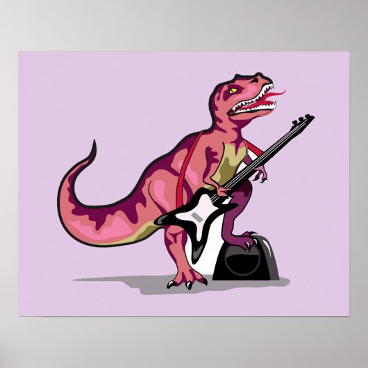 Poster Tyrannosaurus Rex Jouant La Guitare. (Devant)