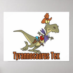 Poster tyrannosaurus rex tex cowboy dinosaur