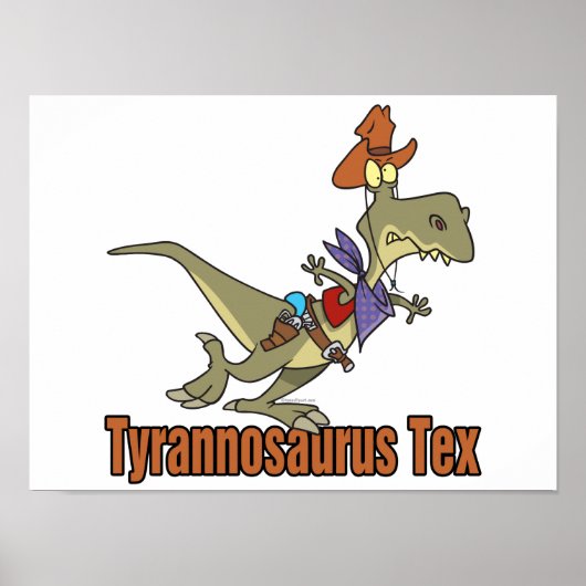 Poster tyrannosaurus rex tex cowboy dinosaure (Devant)