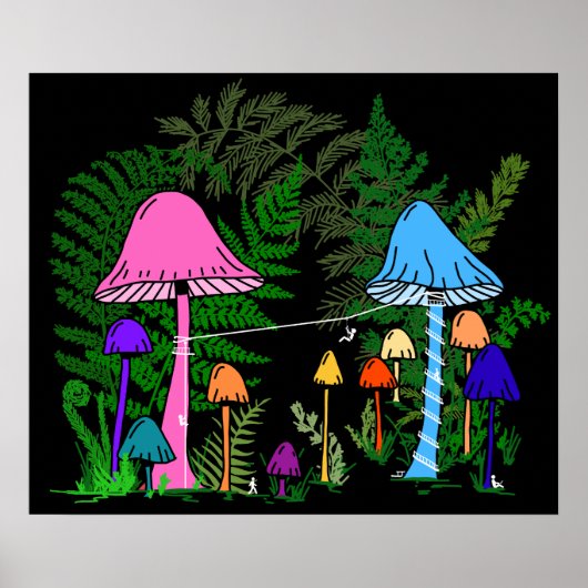 Poster Tyrolienne Champignons Colorés (Devant)