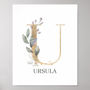 Poster U Monogram Floral Personnalisé