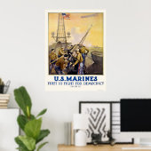 Poster U.S. Marines - First to Fight for Democracy (Bureau à domicile)