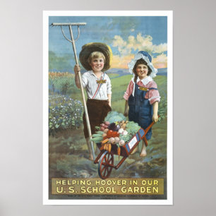 Poster U.S. School Gardens, 1919. Publicité vintage