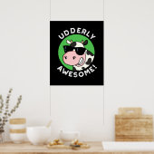 Poster Uderly Awesome Funny Cow Pun Dark BG (Cuisine)