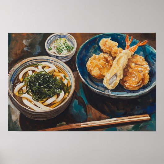 Poster Udon et crevettes (Devant)