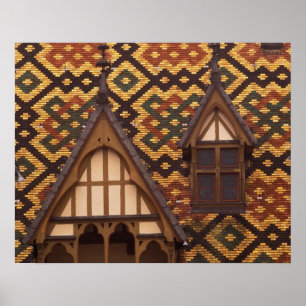 Poster UE, France, Bourgogne, Côte d'Or, Beaune. Carrelé