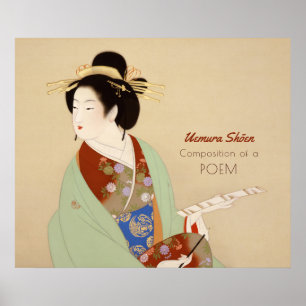 Poster Uemura Shoen Composition d'un poème japonais CC034