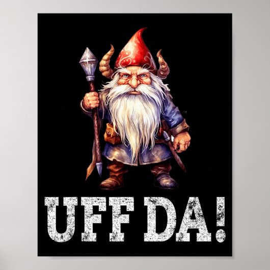 Poster Uff Da Norwegian Quote Scandinavian Viking Gnome  (Devant)