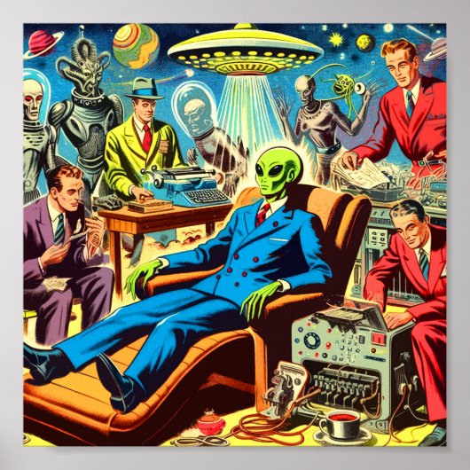 Poster Ufo Alien Sci-fi Retro Comics (Devant)