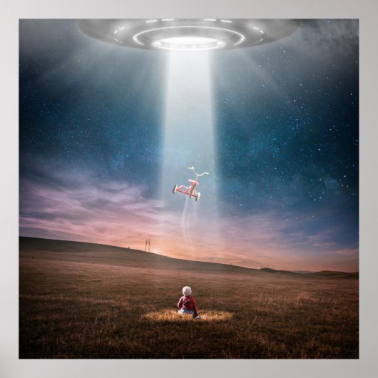 Poster Ufo Aliens Paysage Soirée d'enlèvement Coque spati (Devant)