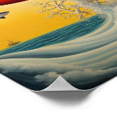 Poster Ufo survolant les vagues d'art mural (Coin)