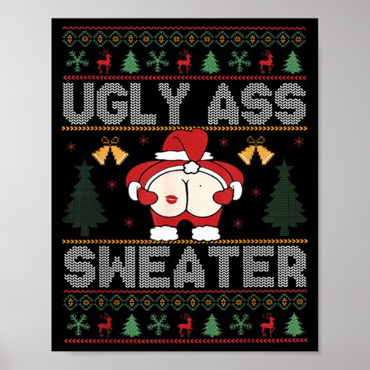 Poster Ugly Sweater Santa Merry Christmas Funny Pajamas X (Devant)