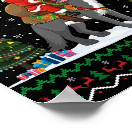Poster Ugly Wolf Xmas Gift Santa Riding Wolf Christmas T (Coin)