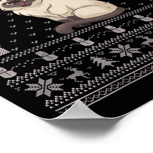 Poster Ugly Xmas Sweater Style Siamese Cat Reindeer Chris (Coin)