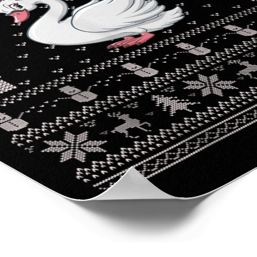 Poster Ugly Xmas Sweater Style Swans Reindeer Christmas (Coin)