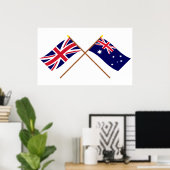 Poster UK and Australia Crossed Flags (Bureau à domicile)