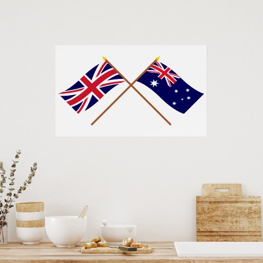 Poster UK and Australia Crossed Flags (Cuisine)