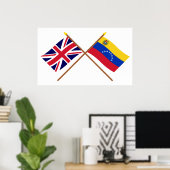 Poster UK and Venezuela Crossed Flags (Bureau à domicile)