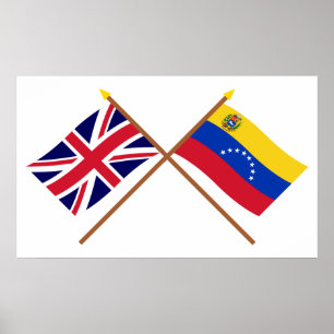 Poster UK and Venezuela Crossed Flags
