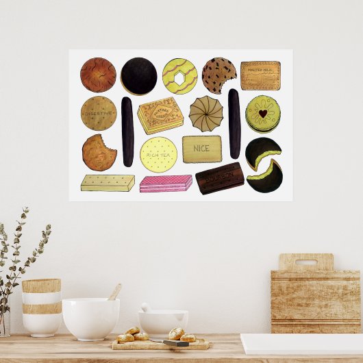 Poster UK British Biscuits Shortbread Rich Tea Digestives (Cuisine)