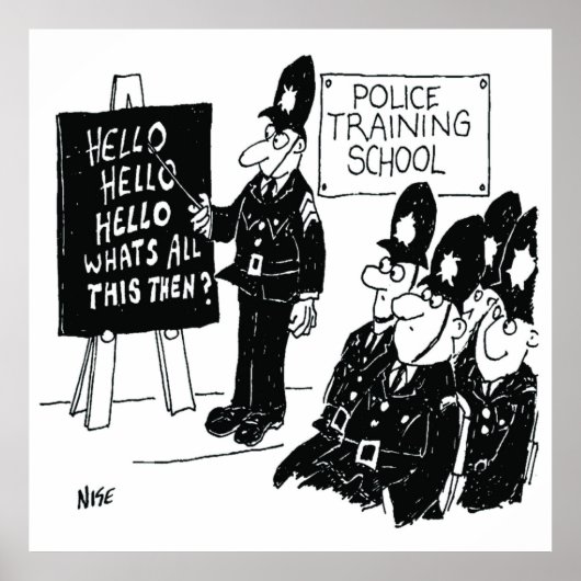 Poster UK Police Training School Funny Cartoon (Devant)