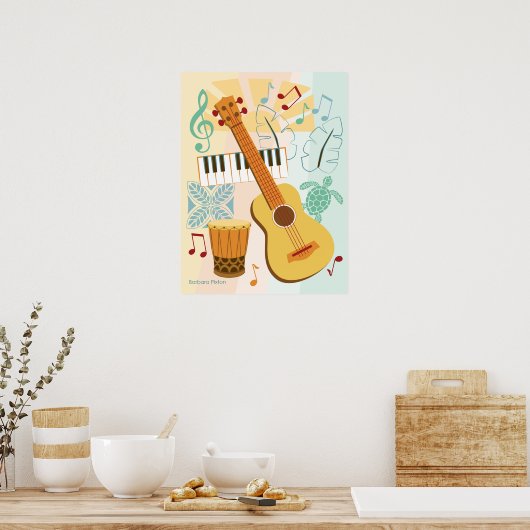 Poster Ukelele Collage (Cuisine)