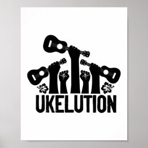 Poster Ukelution Ukulele Joueur Hawaïen Musicien