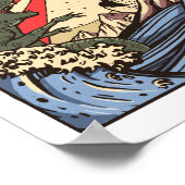 Poster Ukiyo-e Catzilla Samurai contre Giant Kaiju (Coin)