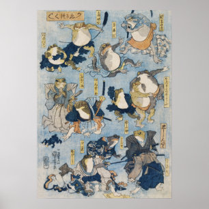 Poster Ukiyo-e Grenouilles Guerriers Antiquités Art Japon