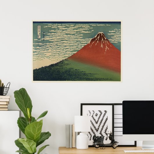 Poster Ukiyo-e Hokusai Fujiyama (Bureau à domicile)