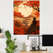 Poster Ukiyo-e Japon automne samouraï (Bureau à domicile)