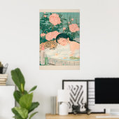 Poster Ukiyo-e Leopard Bath Art Print Japandi Bathroom (Bureau à domicile)