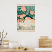 Poster Ukiyo-e Leopard Bath Art Print Japandi Bathroom (Cuisine)