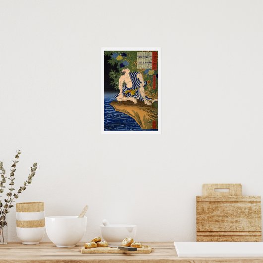 Poster ukiyoe - 和 漢 百 物 語 n° 24 - 鷺 池  - (Cuisine)