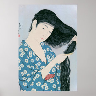 Poster Ukiyoe [Goyo] Peignage des cheveux (XL)