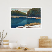 Poster ukiyoe - hasui - C12 - Neige Lingering à Inoka... (Cuisine)