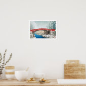 Poster ukiyoe - hasui - m12 - Neige au pont Shinkyo, ... (Cuisine)