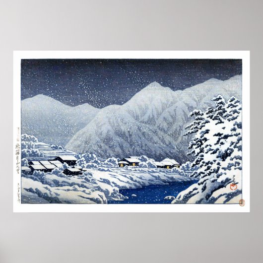 Poster ukiyoe hasui n22 Nakayamashichiri, Hida (Devant)