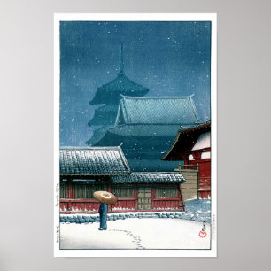 Poster ukiyoe - hasui - n°31 Temple Tennōji à Osaka -