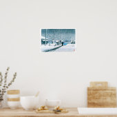 Poster ukiyoe - hasui - n°3 Neige à Tsukishima - (Cuisine)