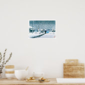 Poster ukiyoe - hasui - No.3 Neige à Tsukishima - (Cuisine)