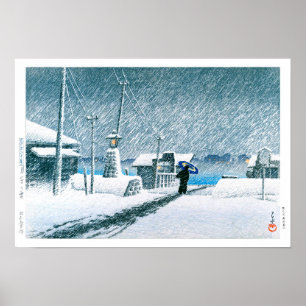 Poster ukiyoe - hasui - No.3 Neige à Tsukishima -
