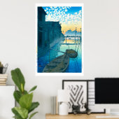 Poster ukiyoe - hasui - No.48 Matin sur le quai Daikon (Bureau à domicile)